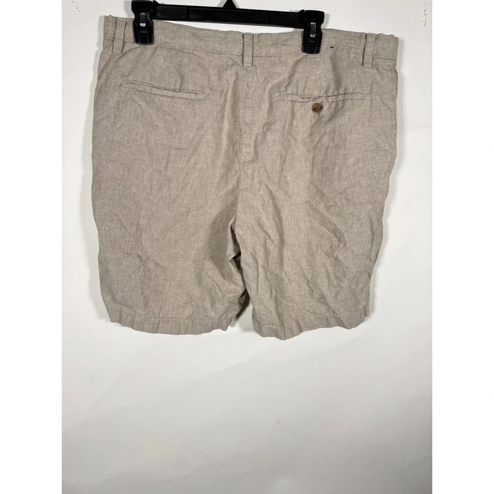 Banana Republic Aiden Short Mens 36 Tan Linen Cotton Blend Casual Khaki